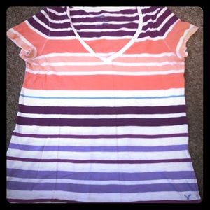 3/$15! AEO Striped V-Neck “Favorite” Tee XL